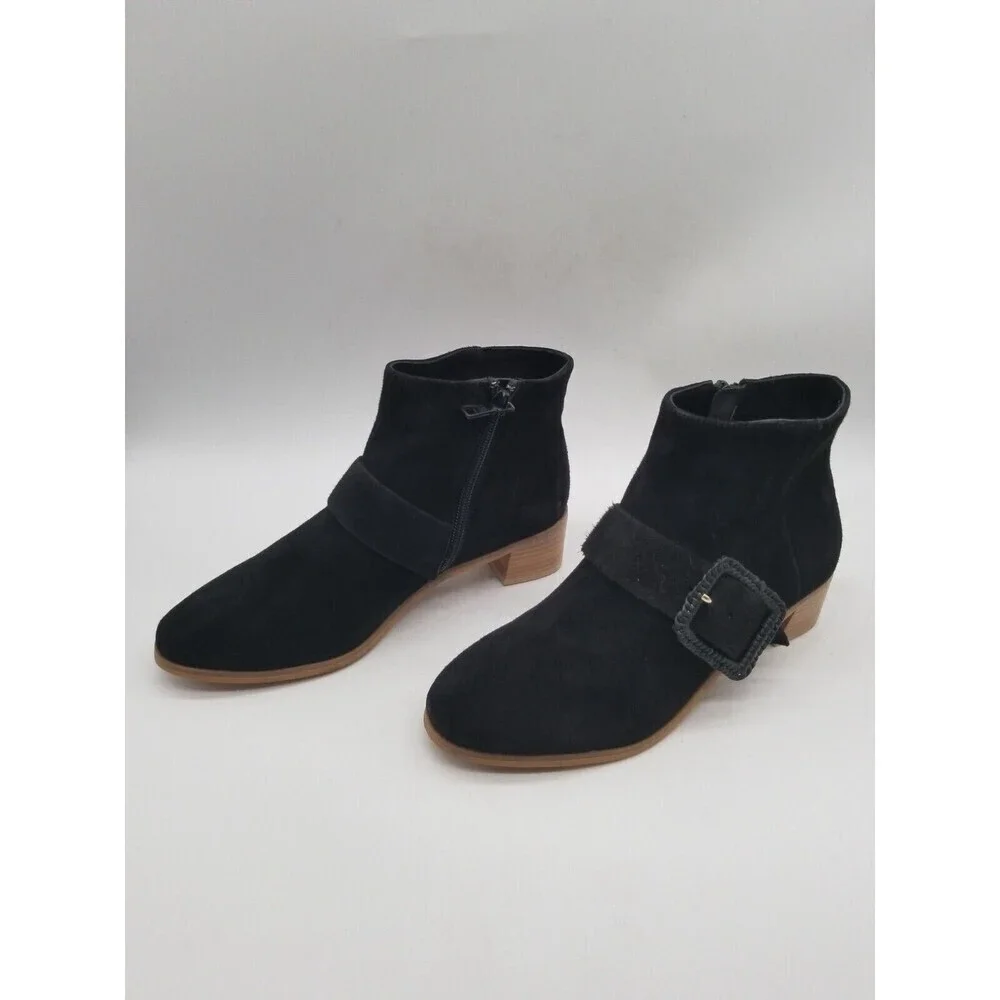 Jack Rogers Womens Black Suede Buckle Izzie Block Heel Ankle Booties‎ 5 M